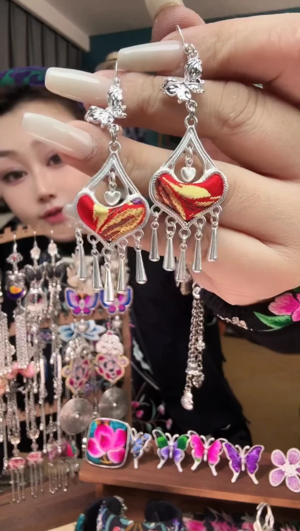 刺绣纯手工民族风刺绣耳环