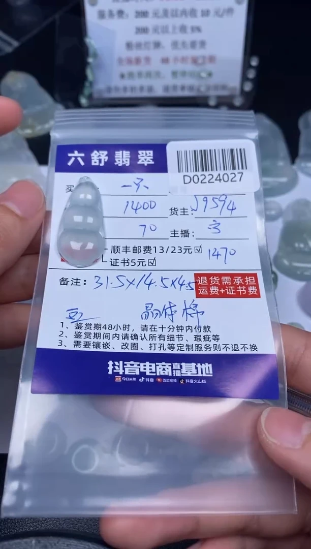 【闪购商品】翡翠吊坠(不含链)未镶嵌D0224027