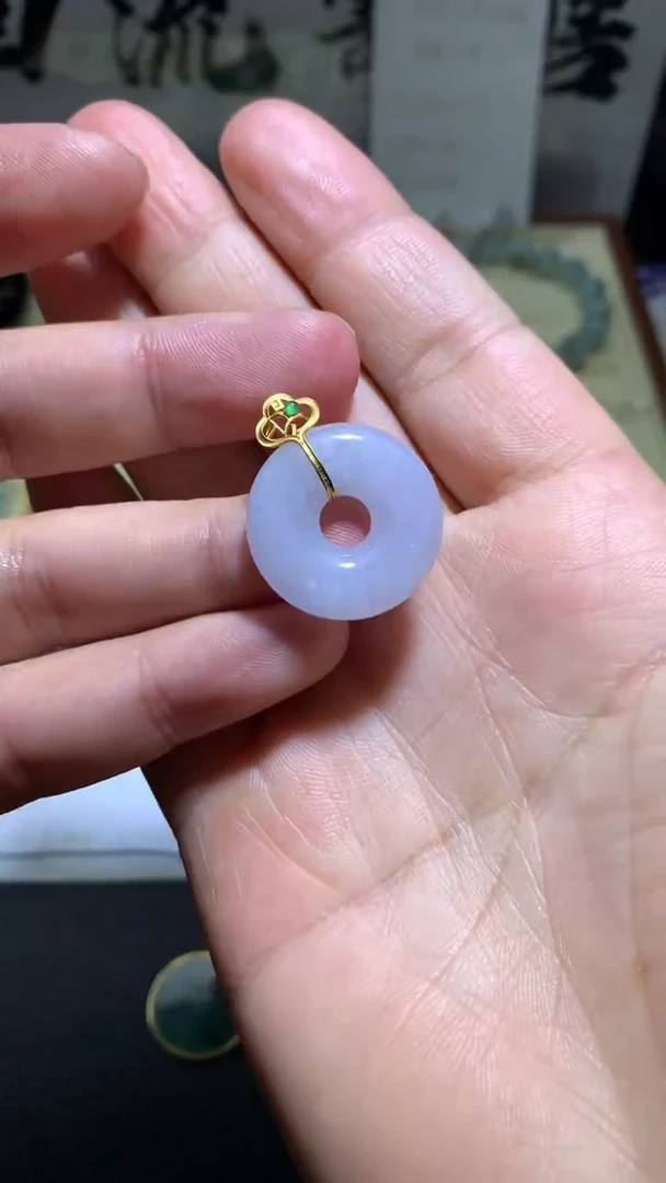 【闪购商品】翡翠颈饰18K金镶嵌065天然缅甸翡翠A货