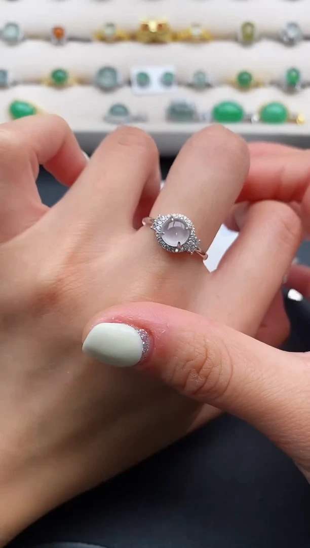 银S925镶嵌戒指翡翠333333+4