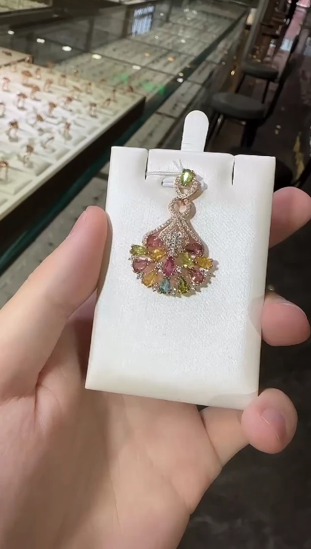 颈饰银S925镶嵌碧玺设计款吊坠多样性发一件