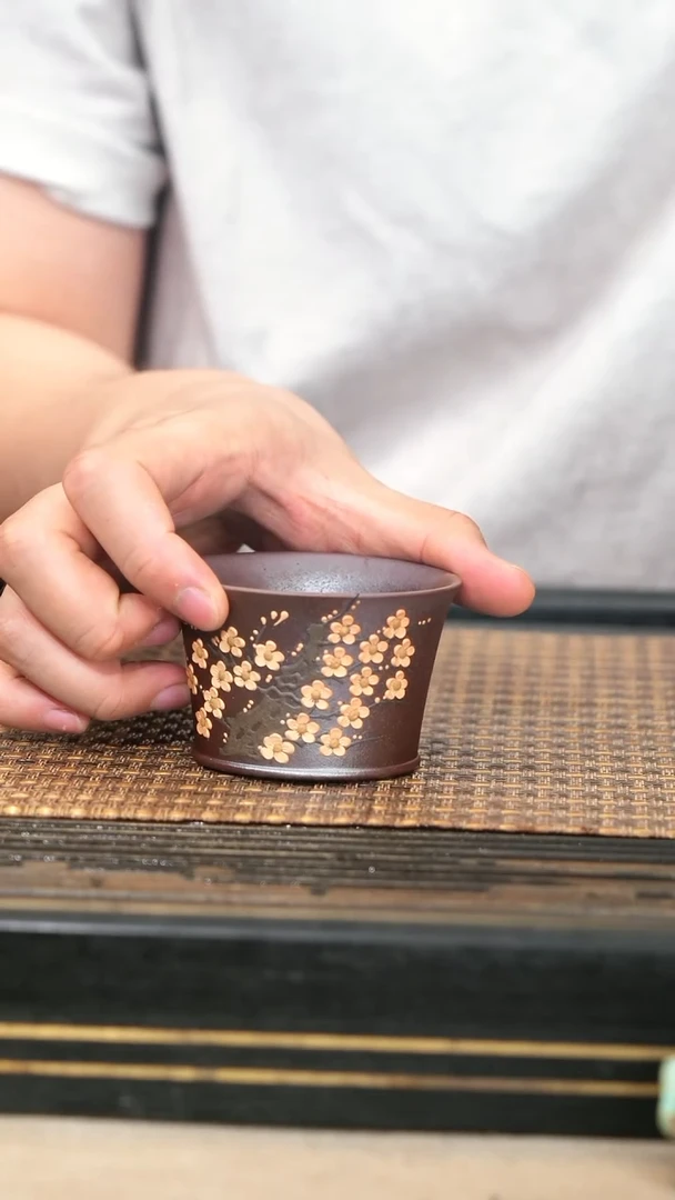 茶壶紫砂17《梅花主人杯》柴烧