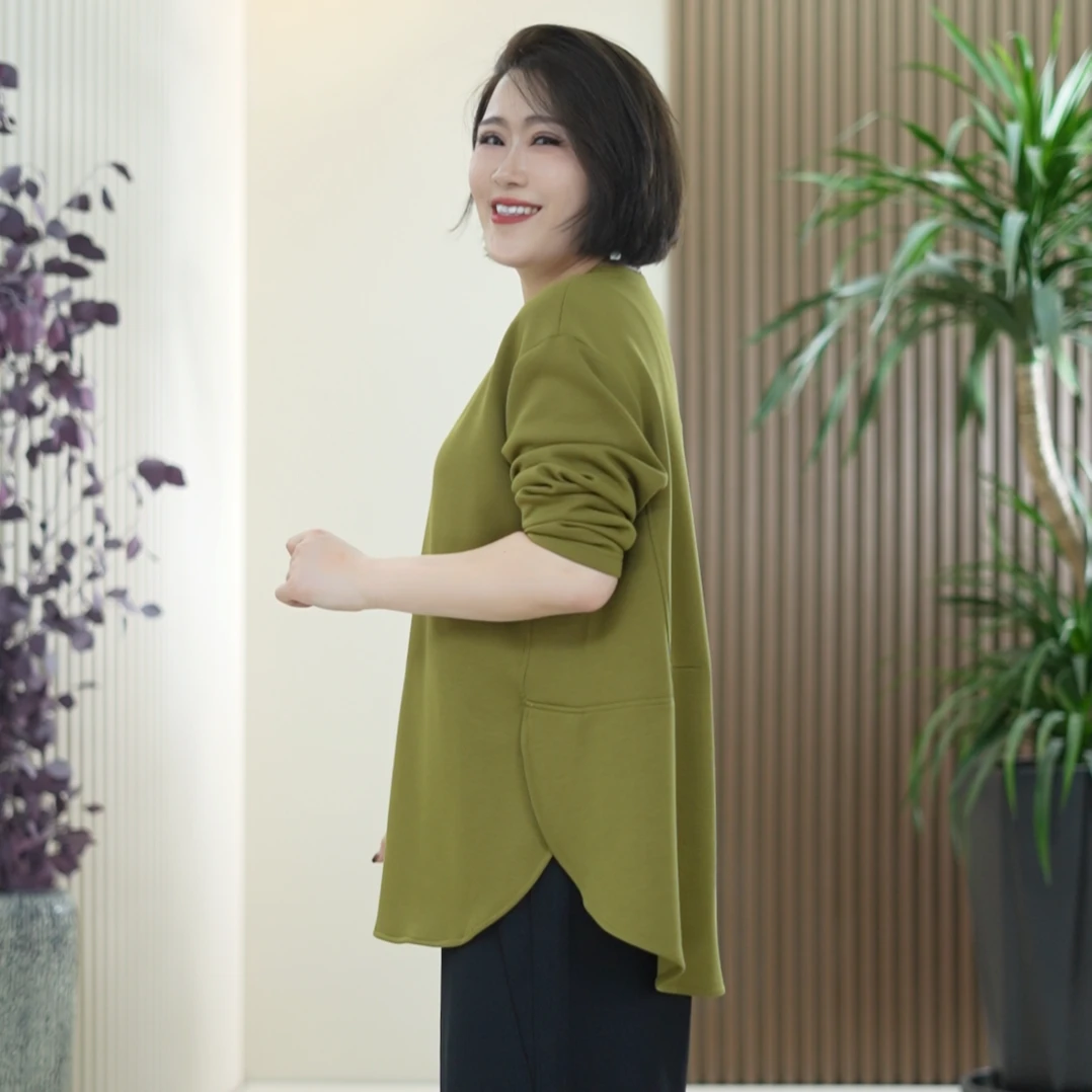 花瓣摆紧赛棉T恤高弹力柔韧有型软糯百搭大码显瘦打底秋季上衣女