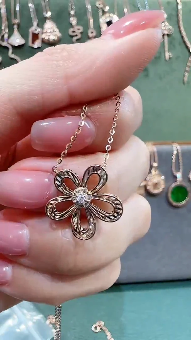 【闪购商品】钻石套链18K金镶嵌18K金钻石花花套链