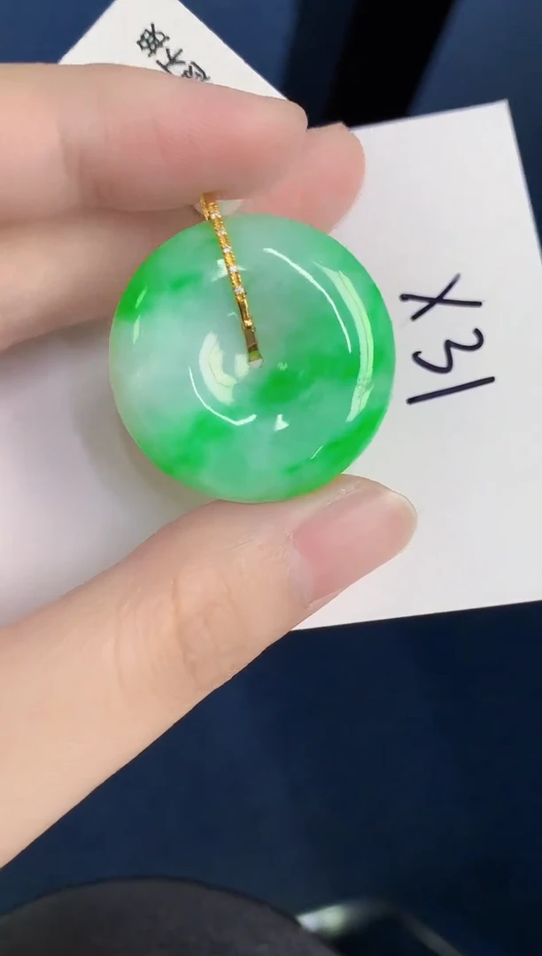 颈饰18K金镶嵌翡翠天然翡翠缅甸A货