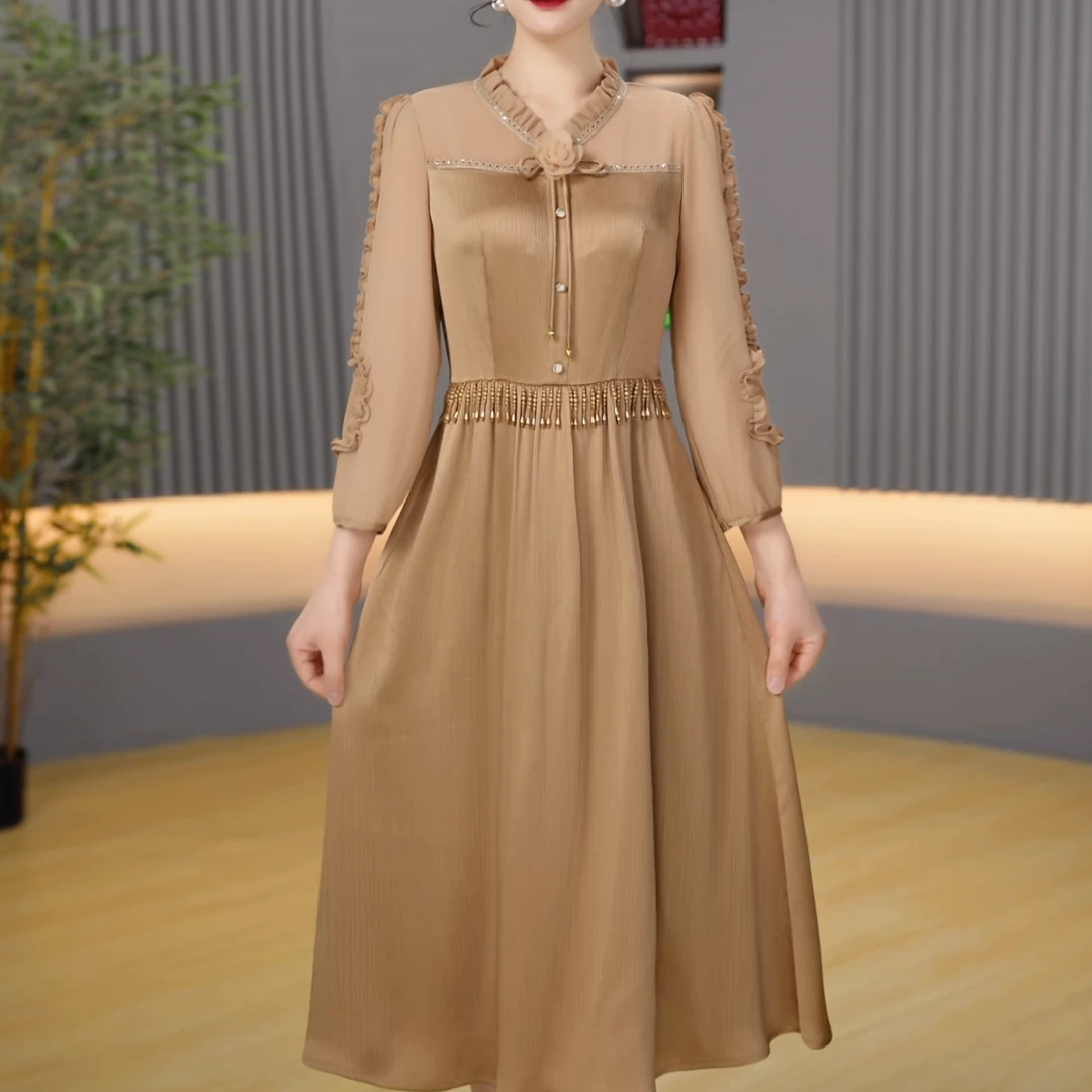 【晨薇女装】X2535夏季穿搭新中式连衣裙时尚大气收腰修身显气质