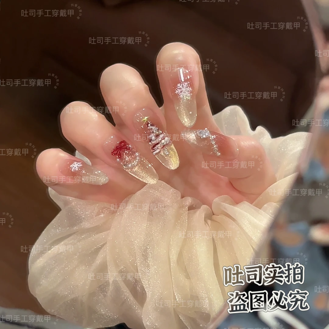 爆闪圣诞 穿戴美甲纯手工 美甲