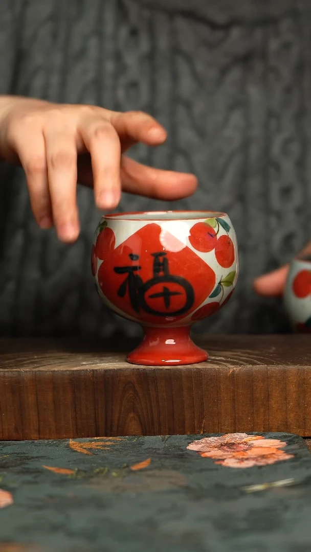 杯釉下彩手工手绘同款陶器