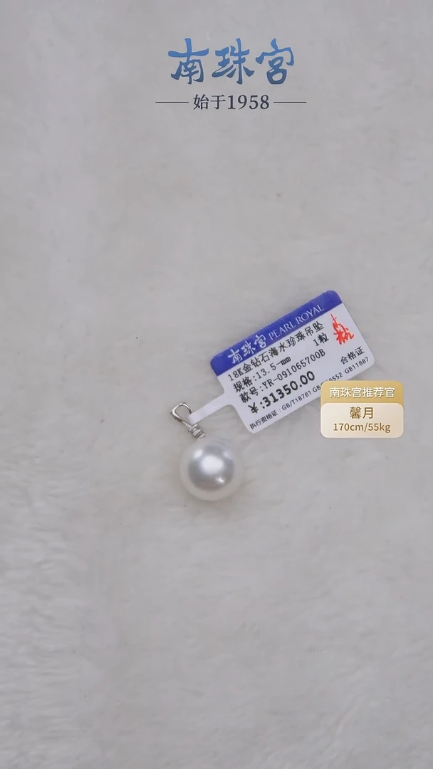吊坠(赠链)18K金镶嵌海水珍珠13-14mm