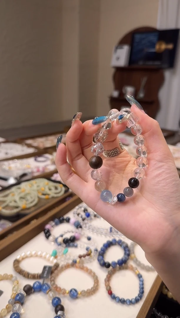 水晶摆件未镶嵌孤品白阿赛海蓝宝沉香黑金超