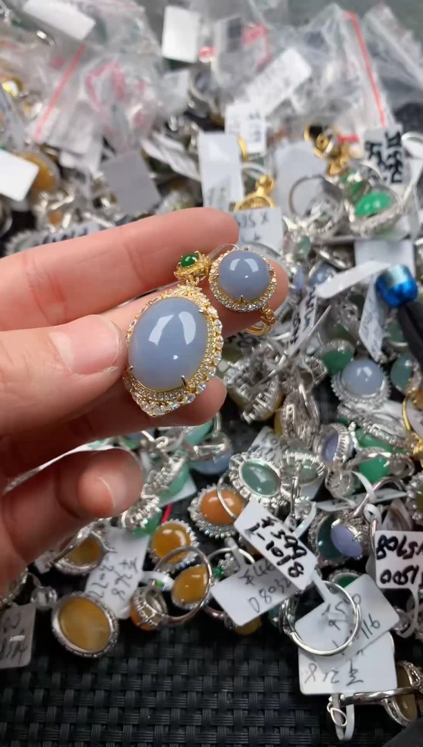 银S925镶嵌戒指翡翠555   4