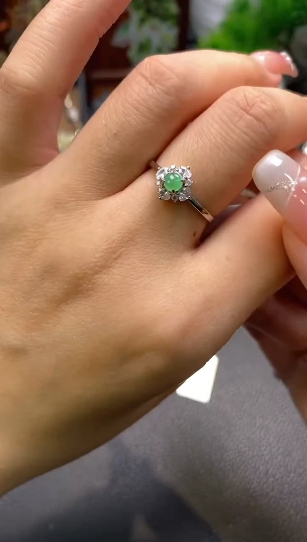 颈饰银S925镶嵌翡翠净货14484