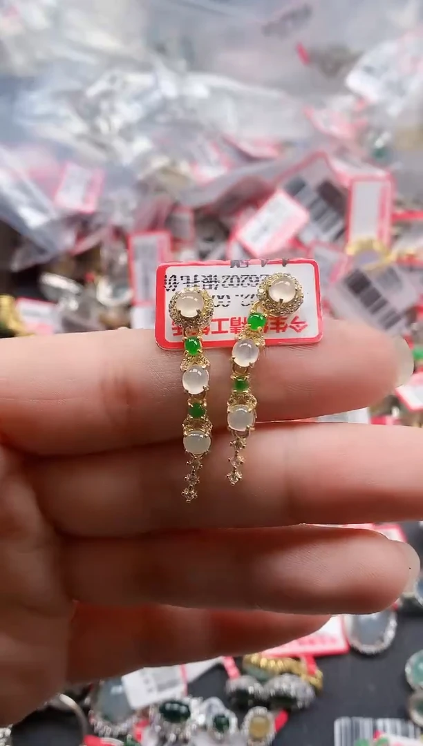 银S925镶嵌戒指翡翠天然A货缅甸翡翠