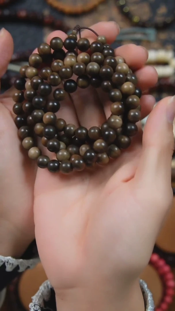 檀香木手串/手链SG004 印度老山檀阴沉8mm多圈 微瑕
