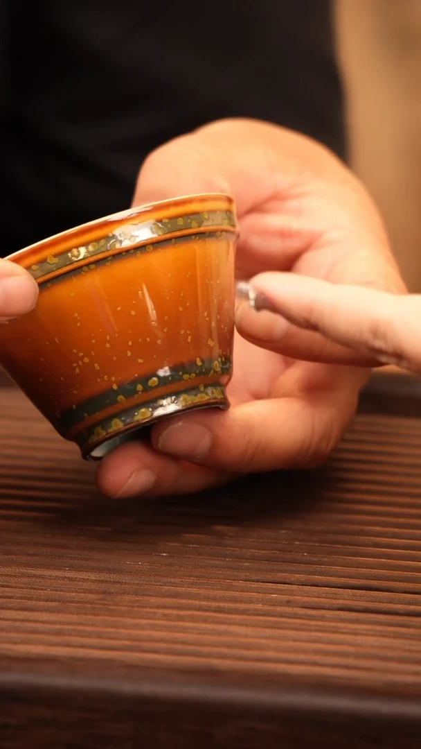 瓷片【海棠陶砂】钧瓷43普洱杯