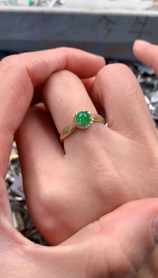 银S925镶嵌戒指翡翠6                              5