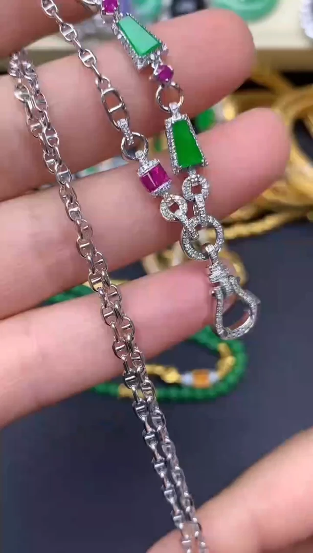颈饰18K金镶嵌翡翠407-雪姐翡翠天天见