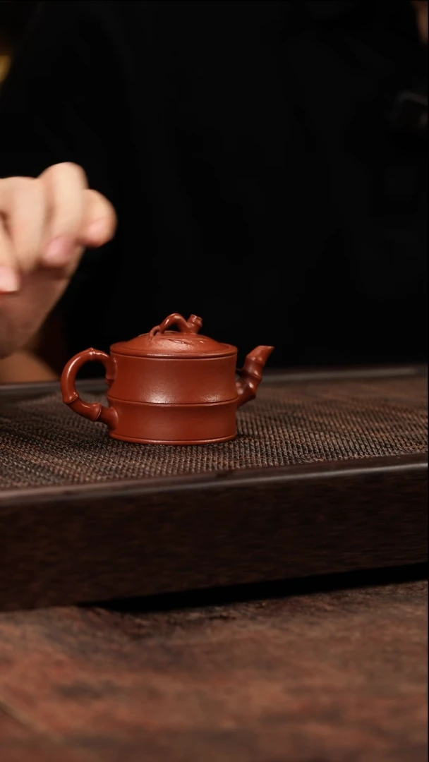 茶壶紫砂朱泥一品竹段