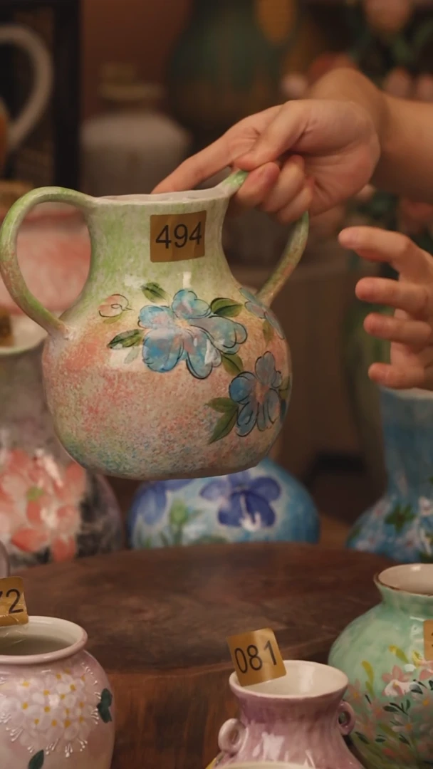 陶瓷494景德镇设计师手作花器摆件侘寂风