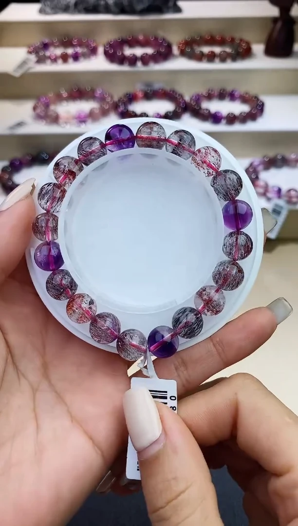 未镶嵌手链水晶黑加仑超七9m+