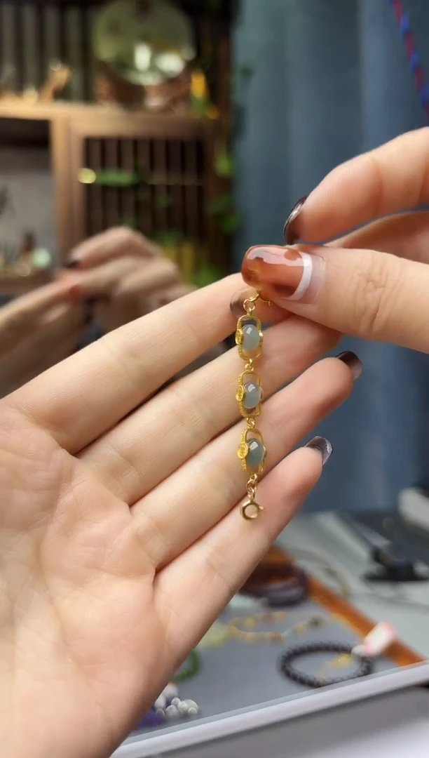 银S925镶嵌挂件翡翠s925银翡翠延长链配饰DS