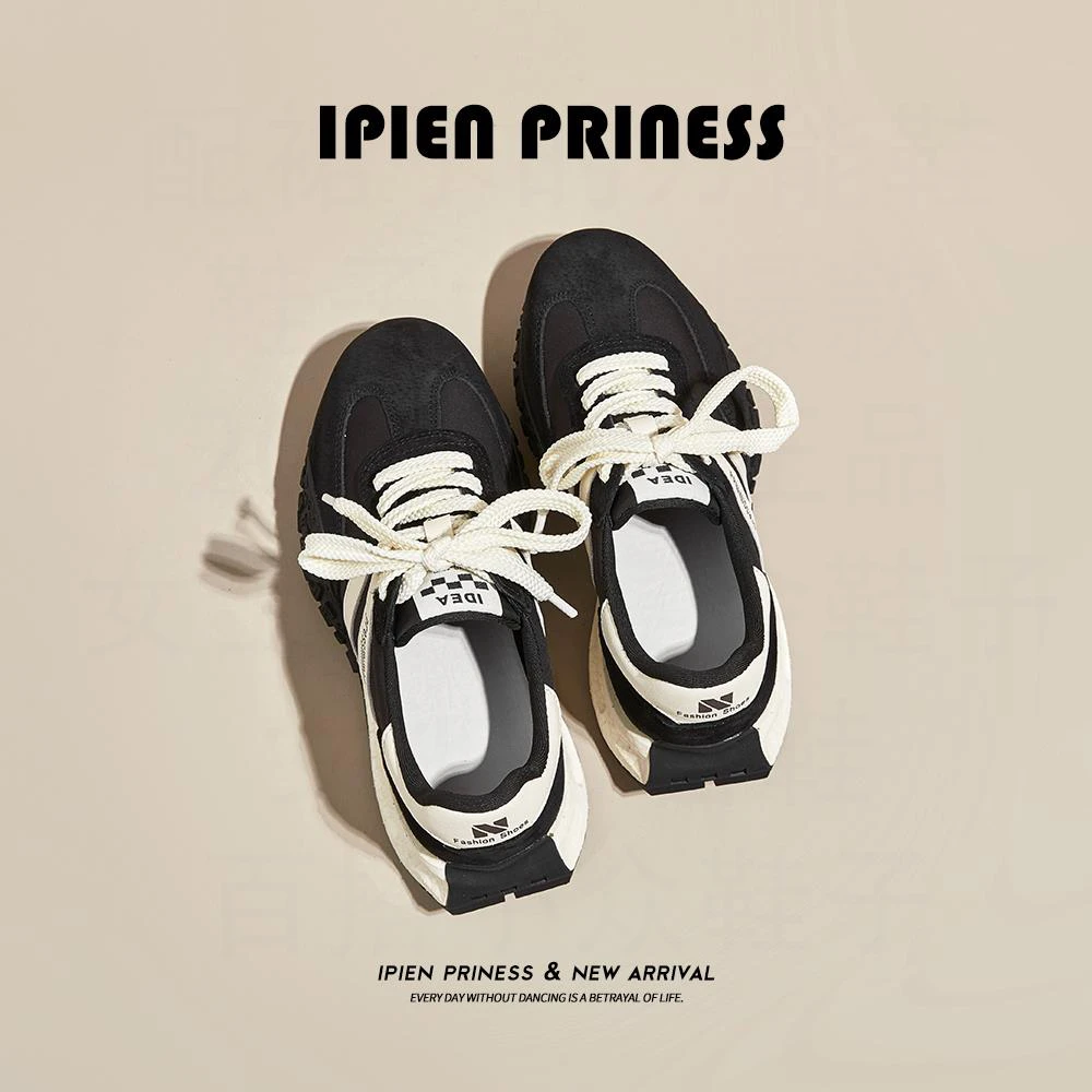 韩版真皮复古阿甘鞋女2025秋季新款华夫鞋学生运动鞋潮流百搭女鞋