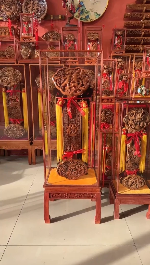 【闪购商品】桃木木雕总高1.2百福如意红木底座