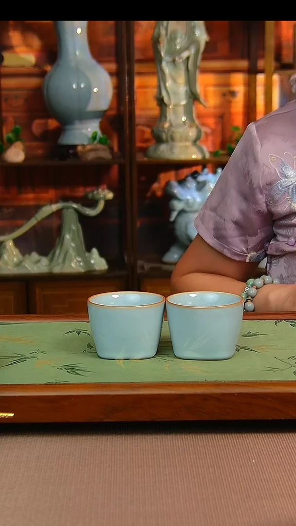 瓷片原矿汝瓷福利单杯一对