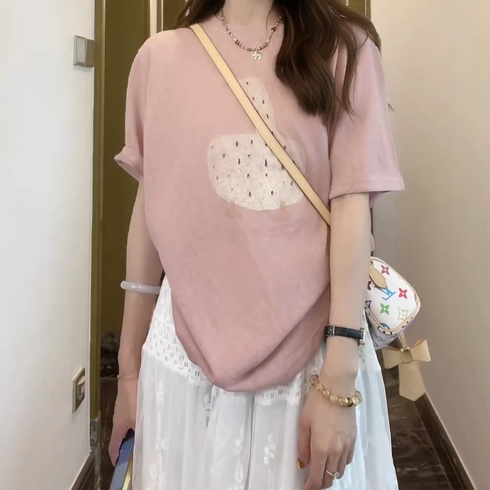 【抓大鹅】夏季时尚韩版大鹅短袖t恤女上衣宽松慵懒风圆领半袖