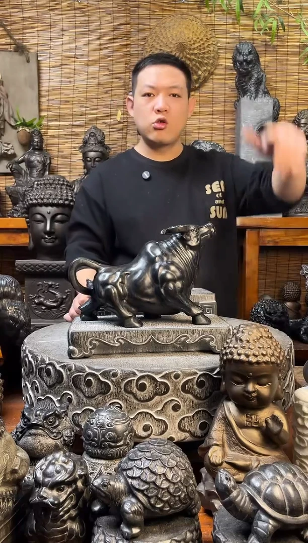 石材牛加底座天然青石雕刻