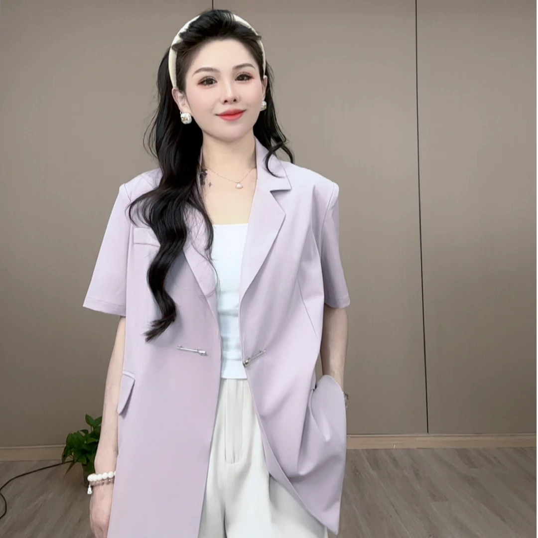 小白西装薄款夏季女款夏天季2025夏款设计感时尚百搭休闲小西服