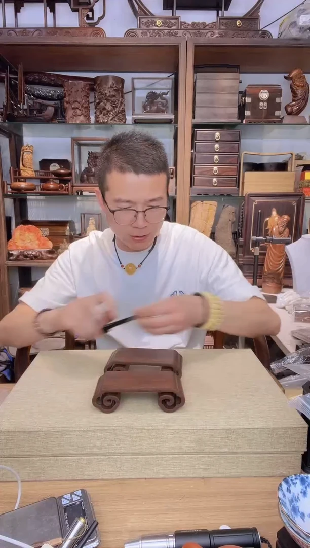 乌木类书架001黑檀祥云书卷底座2个  库存