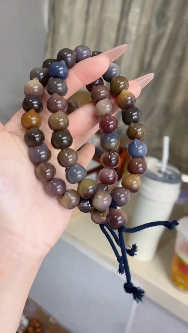 菩提根/象牙果手串e95紫美人玉化猫猫头13手持