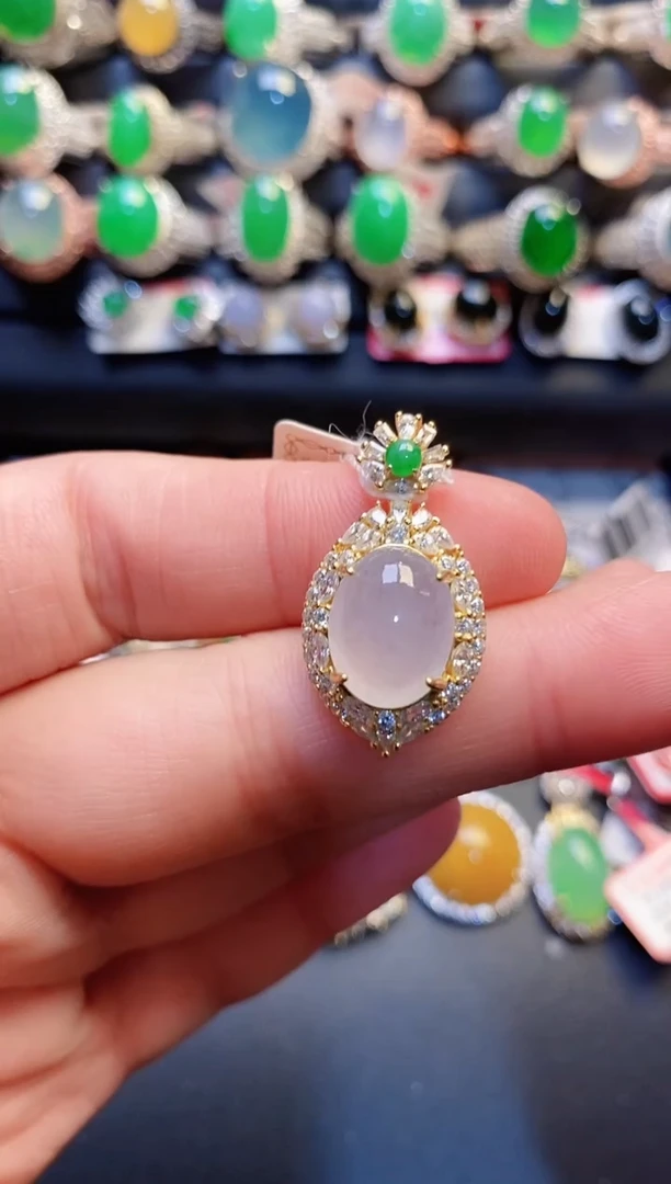 银S925镶嵌戒指翡翠天然