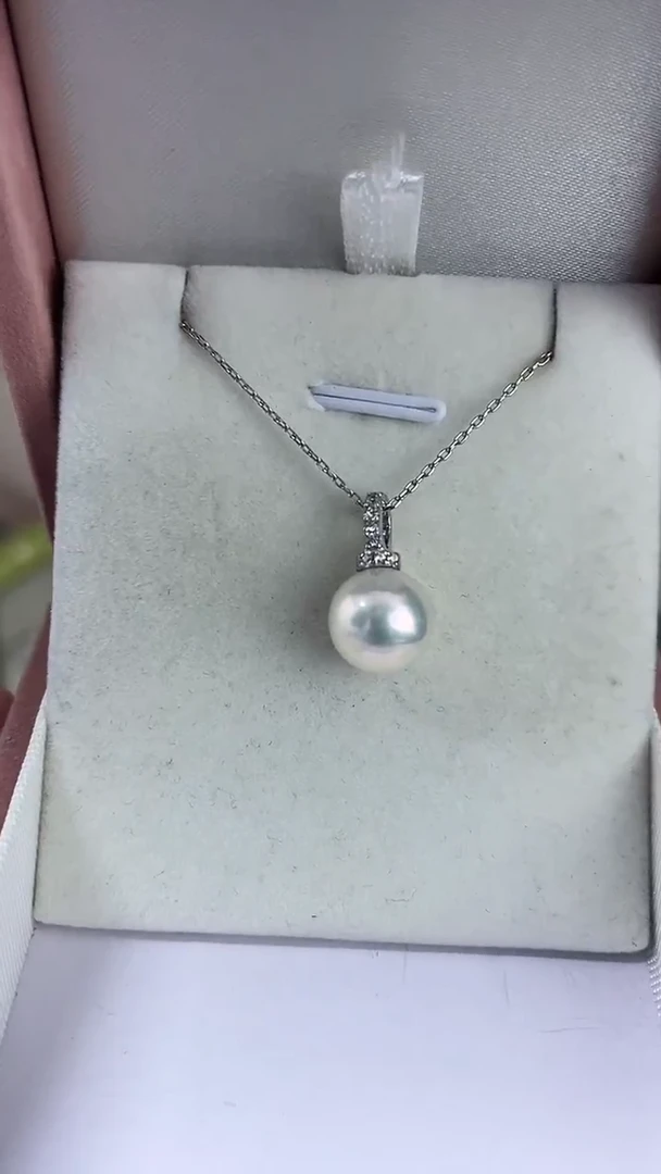 颈饰银S925镶嵌淡水珍珠12天然珍珠极光奶嘴吊坠10-11