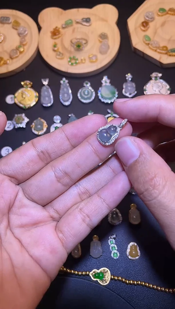 吊坠(不含链)银S925镶嵌翡翠1