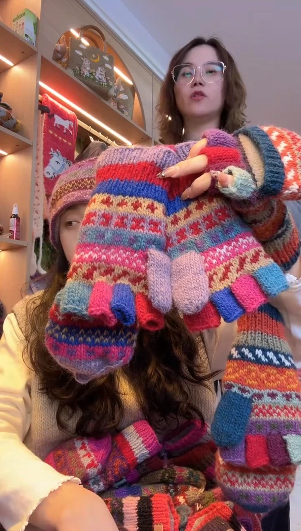 羊毛椰****️百羊毛五指手套B267