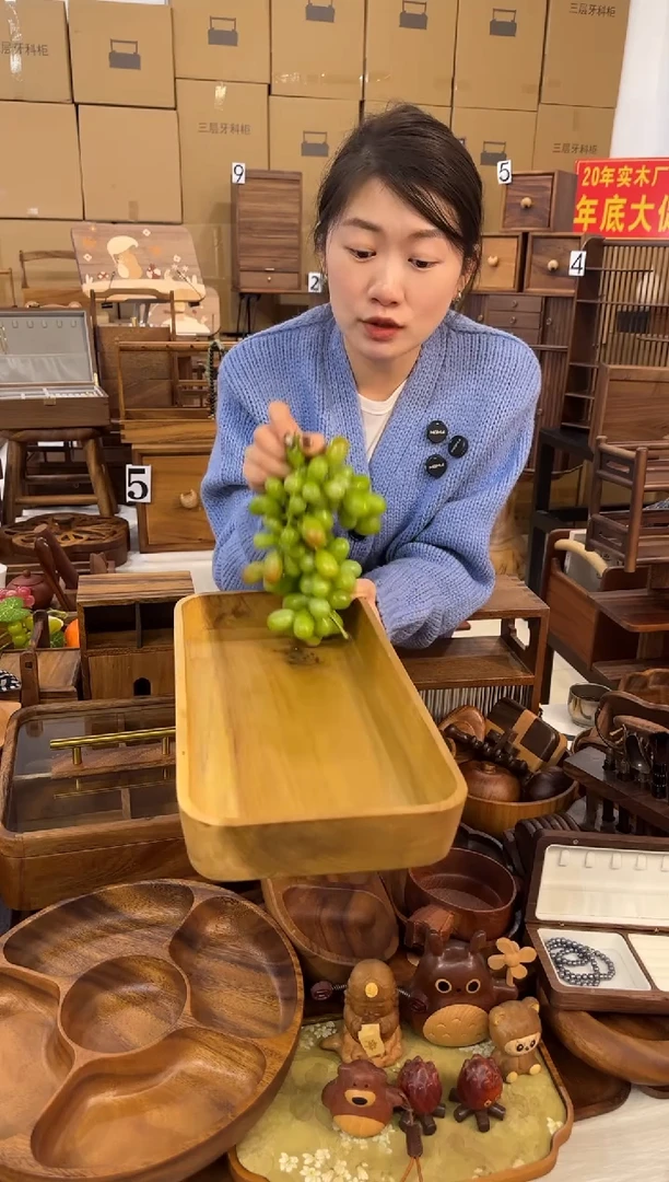 微瑕楠木长方果盒40*20cm