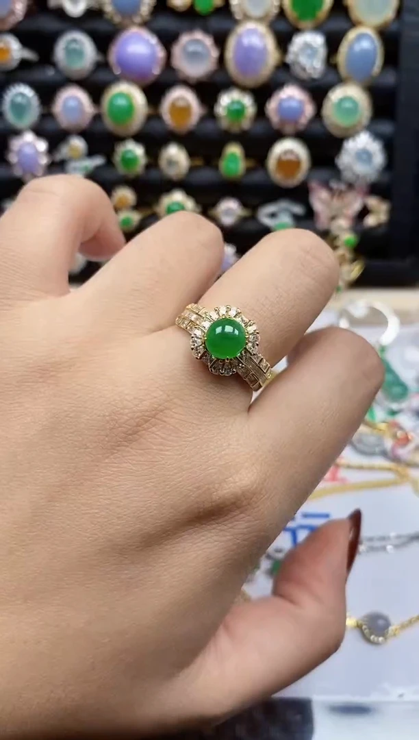 银S925镶嵌戒指翡翠2704