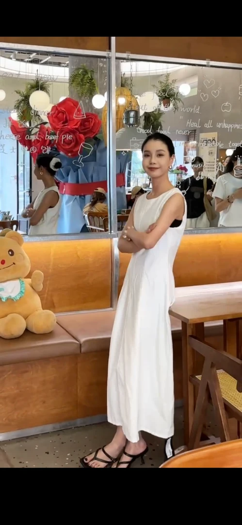 DEZI夏季出行穿搭无袖显瘦气质法式连衣裙HD6302066