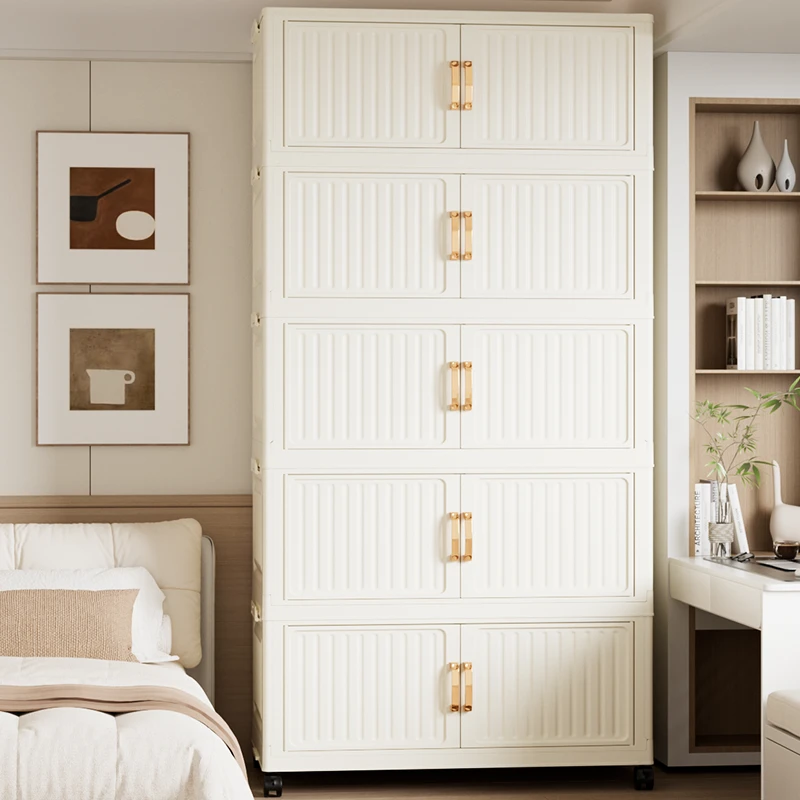 D2（80cm正宽）出租屋可折叠收纳柜简易柜门超大容量落地储物柜子