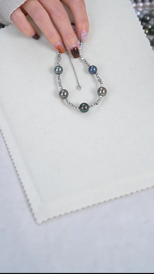 【闪购商品】海水珍珠手链银S925镶嵌9-10mm大溪地手链