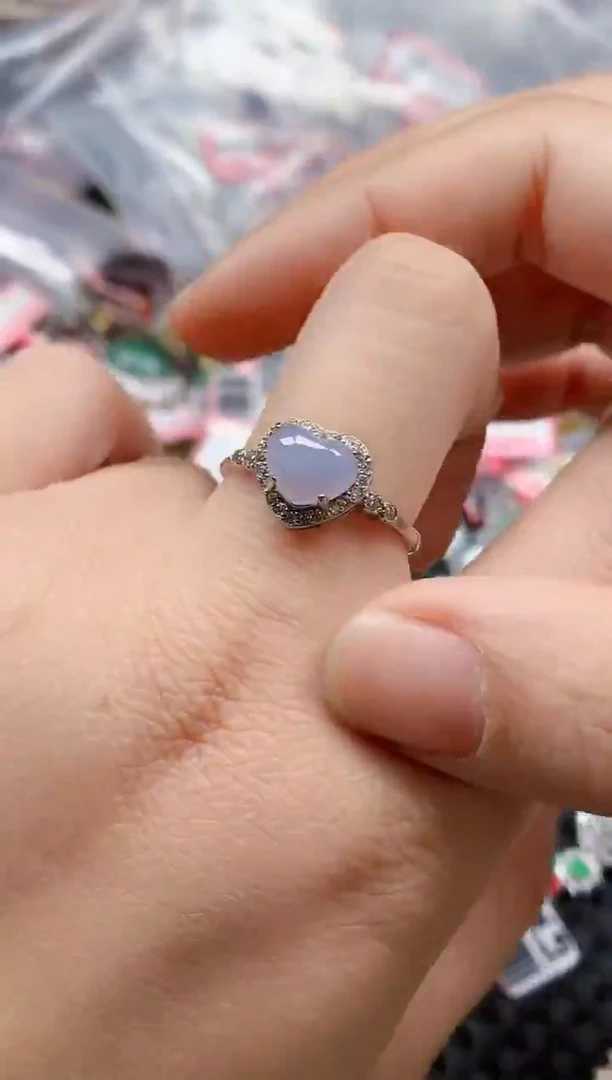 银S925镶嵌戒指翡翠天然A货缅甸翡翠