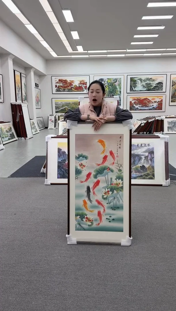 国画手绘 连年有余 125*65
