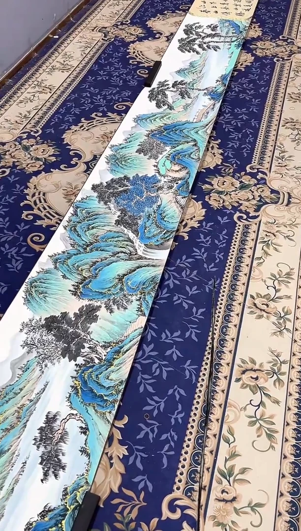 国画梅清老师山水长卷作品