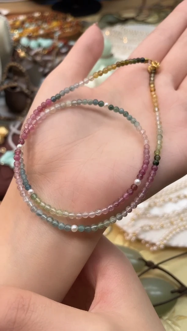 颈饰未镶嵌碧玺渐变碧玺项链多样性发一