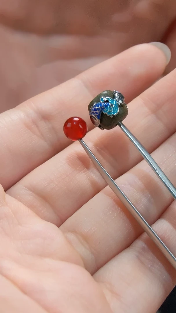 玛瑙/玉髓配珠银S925镶嵌S925银红玛瑙配珠DS