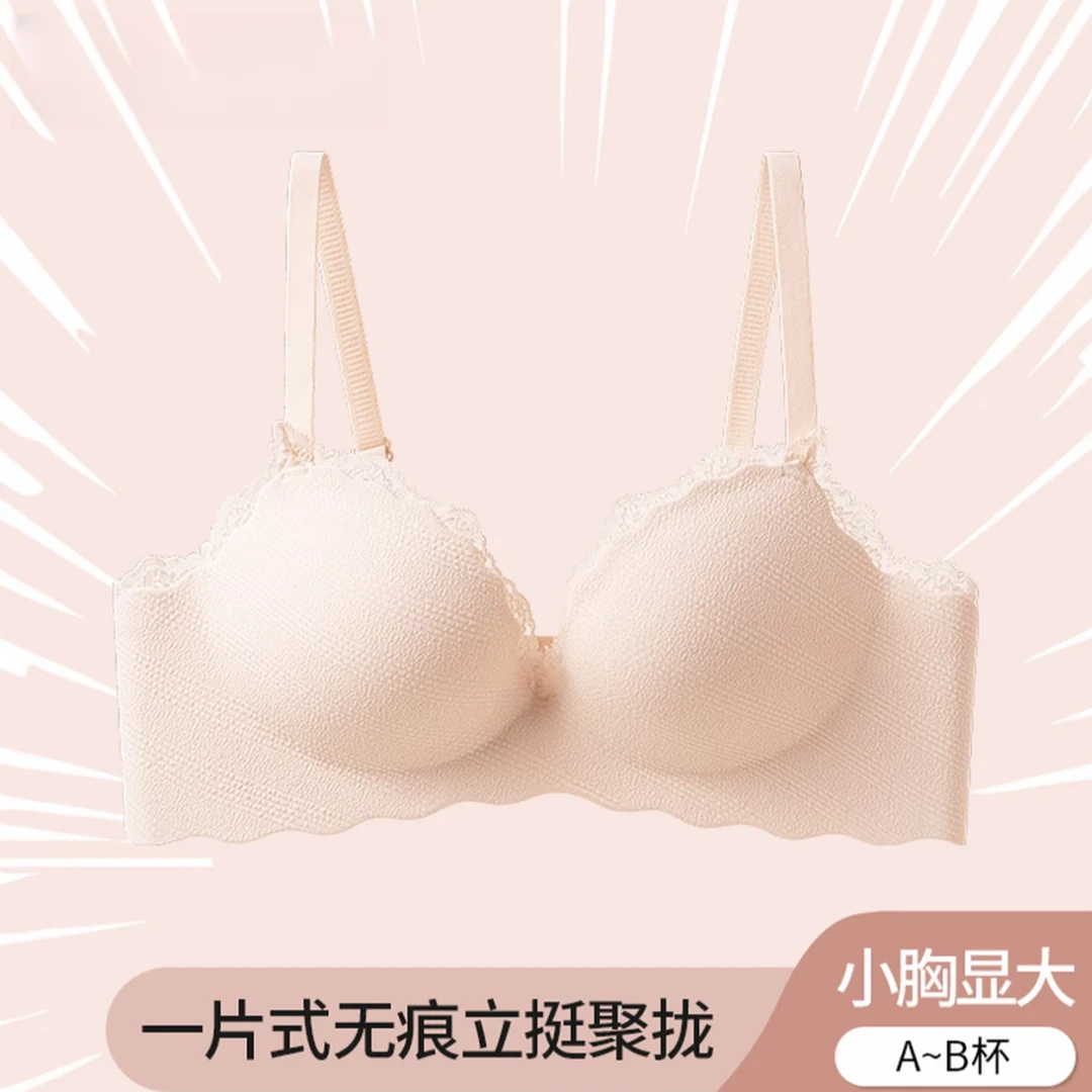 蕾丝内衣女小胸聚拢显大无钢圈上托防下垂外扩漫画胸型少女文胸罩