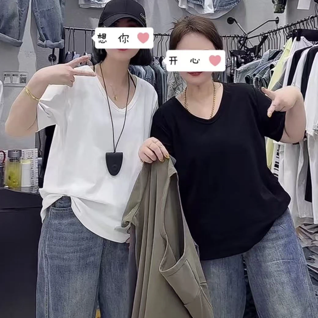 927时尚百搭夏季鹅蛋领女士短袖