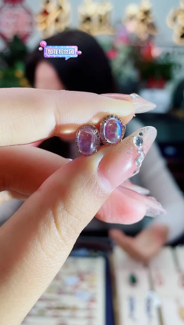 【闪购商品】月光石耳饰银S925镶嵌耳饰